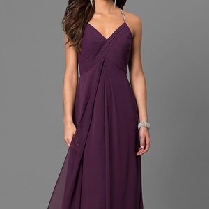Empire-waist eggplant purple prom dress